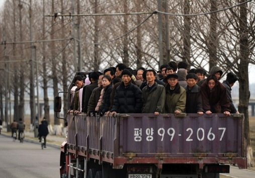 North Koreans commute to work in Pyongya