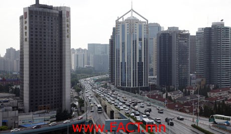 A view of an elevated highway in Shanghai